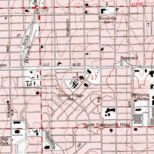 Topographic Map of Rancho Village Baptist Church, OK