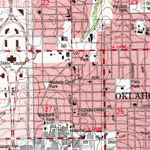 Topographic Map of Redeemed Baptist Church, OK