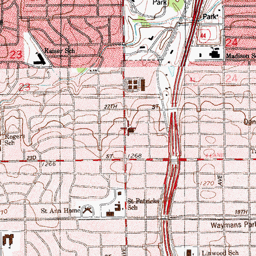 Topographic Map of Ridgecrest United Methodist Church, OK