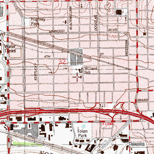 Topographic Map of Second United Methodist Church, OK