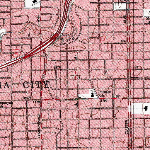 Topographic Map of Set Free Church, OK