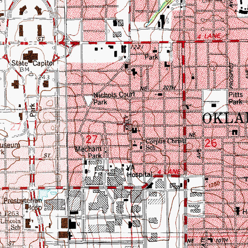 Topographic Map of Shalom, OK