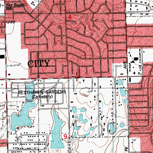 Topographic Map of Shekinah Fellowship Church, OK