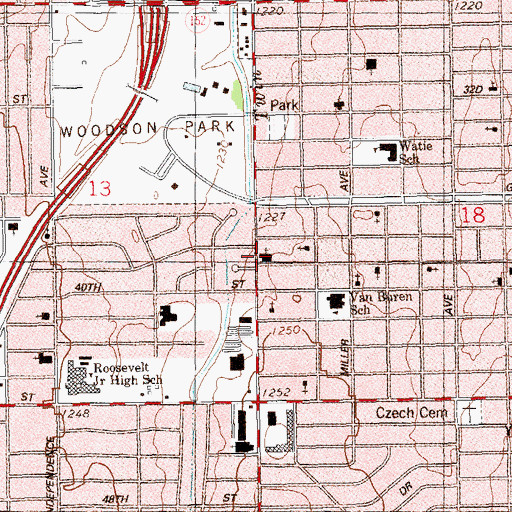 Topographic Map of Sherwood Baptist Church, OK
