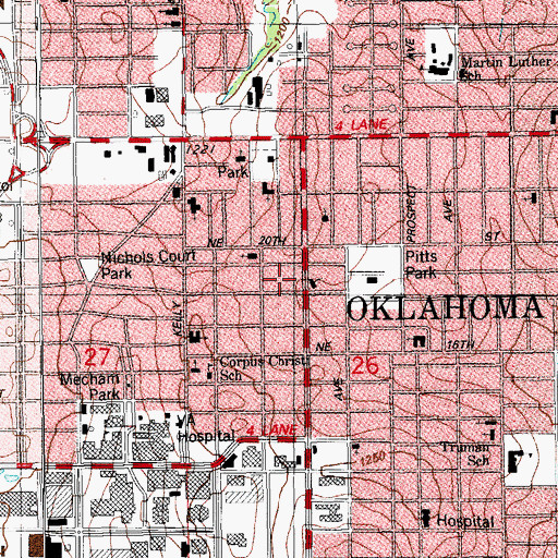 Topographic Map of Shield of Faith Missionary Church, OK