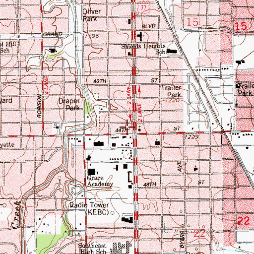 Topographic Map of Shields Church of the Nazarene, OK