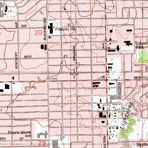Topographic Map of South Douglas Church of God, OK