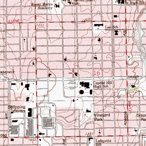 Topographic Map of South Lee United Methodist Church, OK