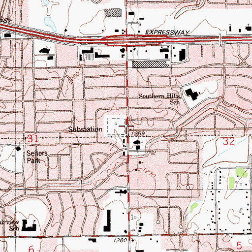 Topographic Map of Southern Hills United Church, OK