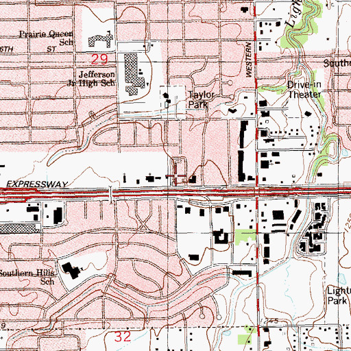 Topographic Map of Southern Hills Church of God, OK