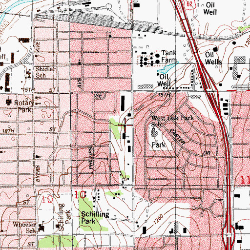Topographic Map of Southern Temple Baptist Church, OK
