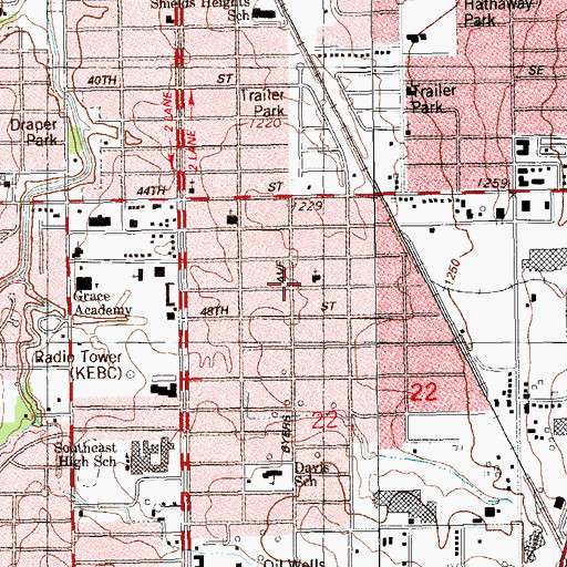 Topographic Map of Southside Assembly of God Church, OK