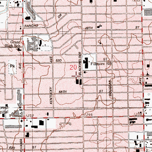 Topographic Map of Southwest Baptist Church, OK