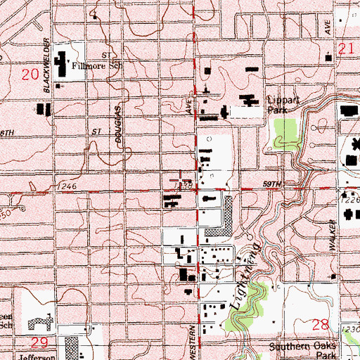 Topographic Map of Southwood Baptist Church, OK
