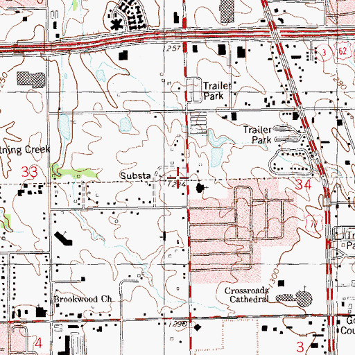 Topographic Map of Springfield Church of God, OK