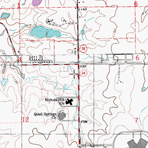 Topographic Map of Saint Augustine of Canterbury Church, OK