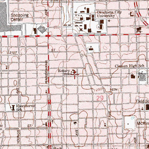 Topographic Map of Saint Francis of Assisi Church, OK