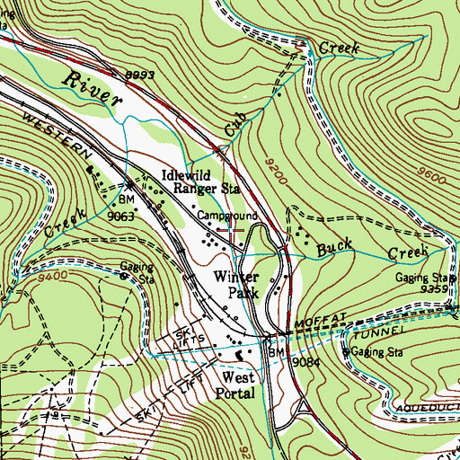 Topographic Map of Winter Park, CO