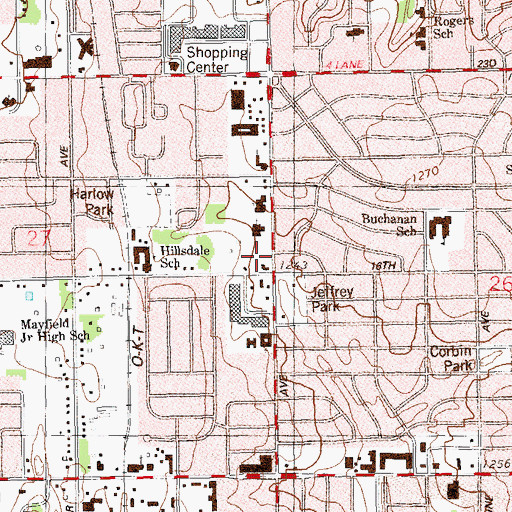 Topographic Map of Saint Johns United Methodist Church, OK