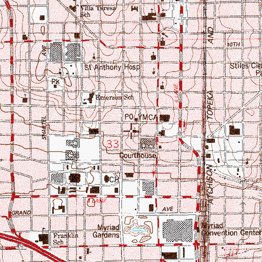 Topographic Map of Saint Josephs Old Cathedral, OK