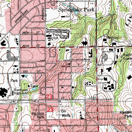 Topographic Map of Saint Mark Baptist Church, OK