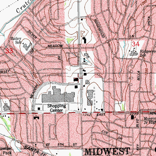 Topographic Map of Saint Mathew United Methodist Church, OK