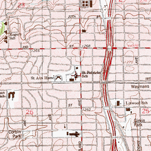 Topographic Map of Saint Patricks Church, OK