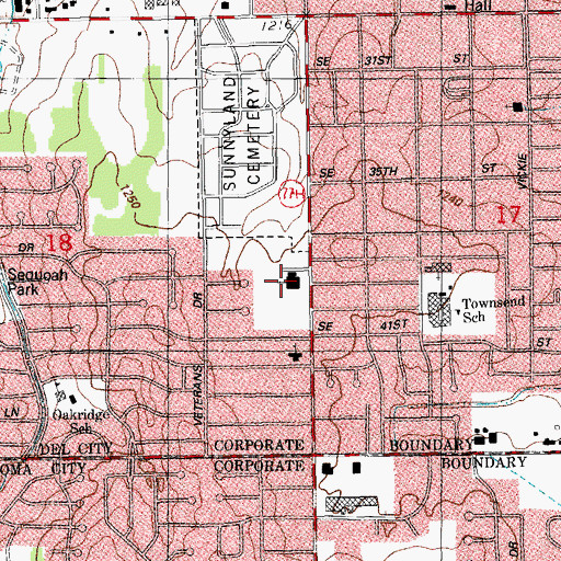 Topographic Map of Saint Paul Catholic Church, OK