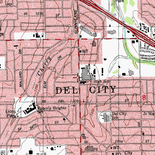 Topographic Map of Sunnylane United Methodist Church, OK