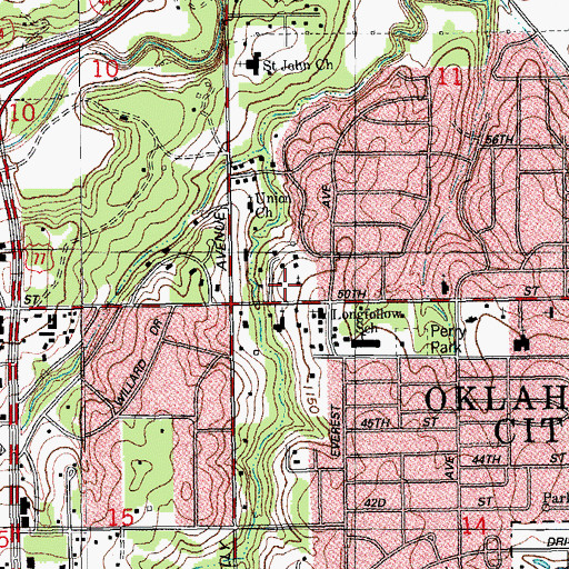 Topographic Map of Temple of Healing, OK