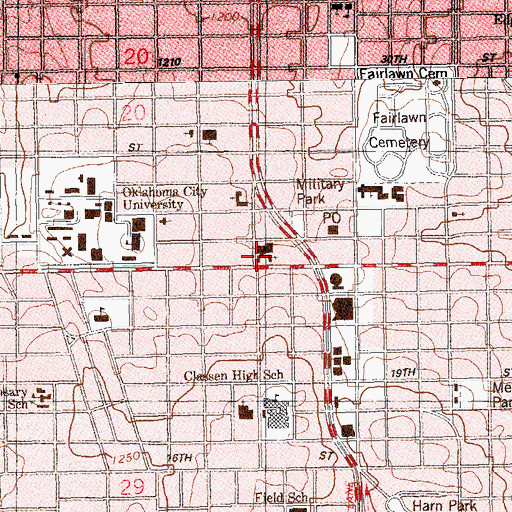 Topographic Map of Trinity Baptist Church, OK