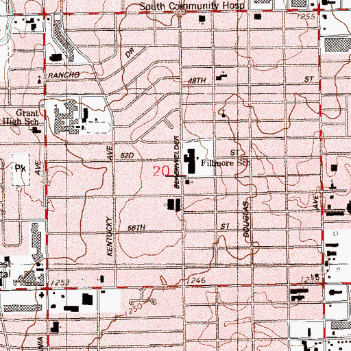 Topographic Map of Trinity Free Will Baptist Church, OK