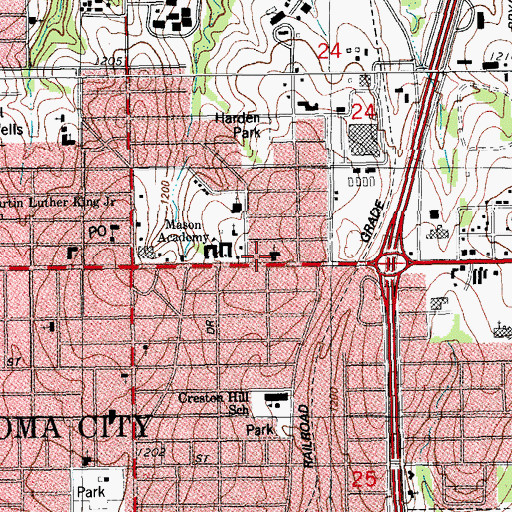 Topographic Map of Trinity Presbyterian Church, OK