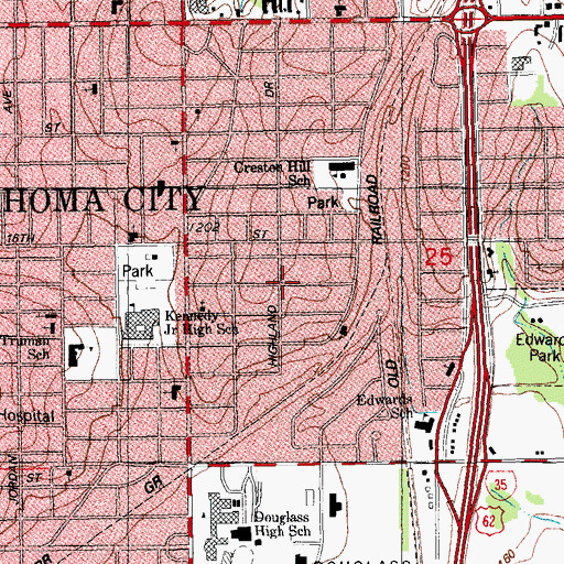 Topographic Map of True Vine Independent Baptist Church, OK