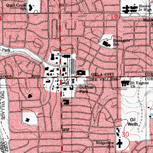 Topographic Map of True Vine Independent Baptist Church, OK