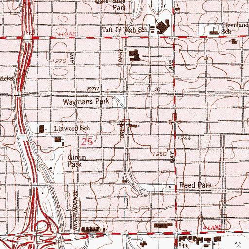 Topographic Map of Twelfth and Drexel Church of Christ, OK