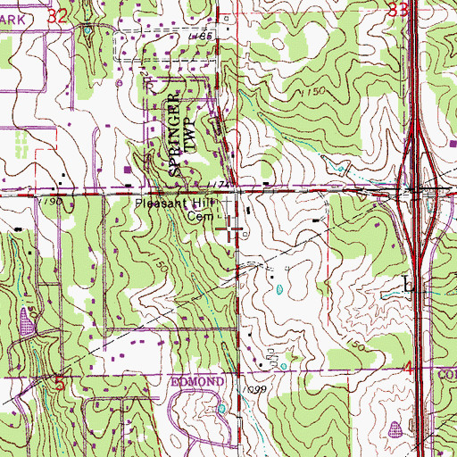 Topographic Map of United Baptist Church, OK