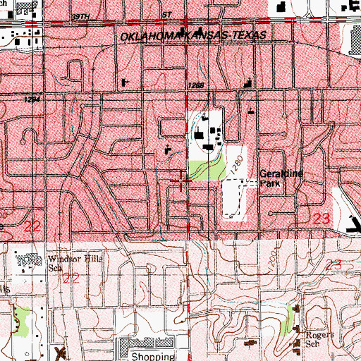 Topographic Map of United Life Church, OK