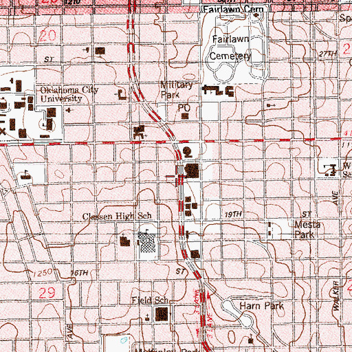 Topographic Map of United Methodist Church North, OK