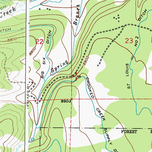 Topographic Map of Crooked Creek Supply Ditch, CO