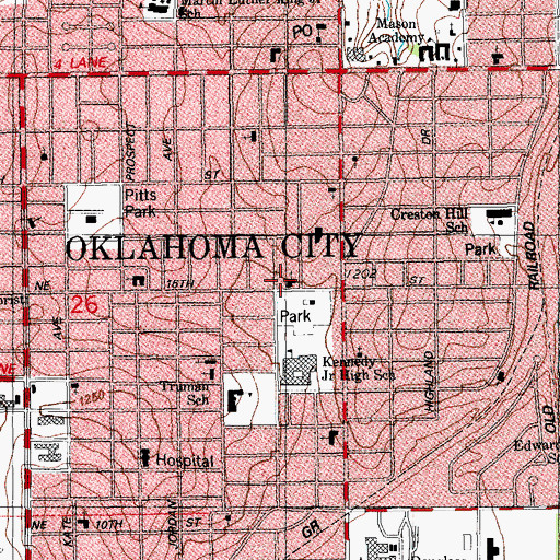 Topographic Map of Unity Baptist Church, OK