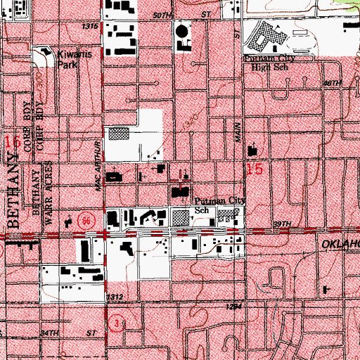 Topographic Map of Unity Church of Practical, OK