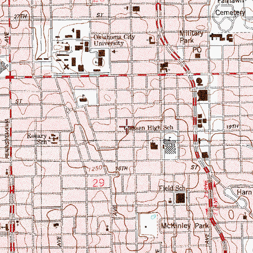 Topographic Map of Victory Assembly of God, OK