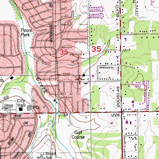 Topographic Map of Victory Baptist Temple, OK