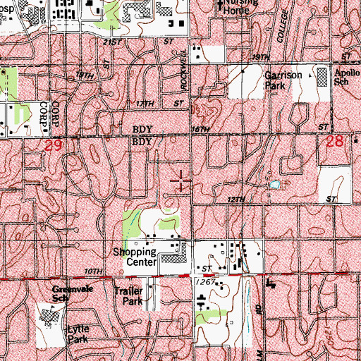 Topographic Map of Victory Worship Center, OK