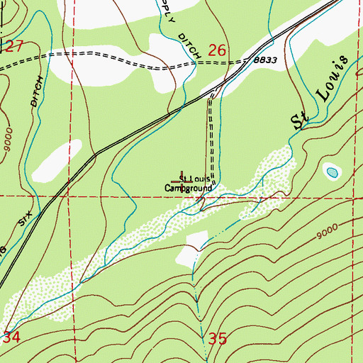 Topographic Map of Saint Louis Campground, CO