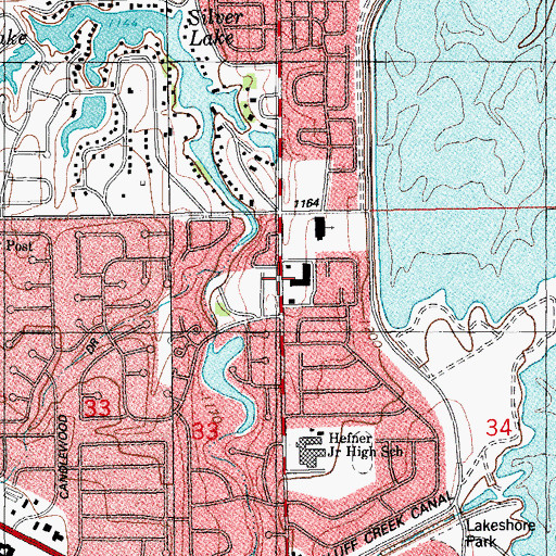 Topographic Map of Vineyard Christian Fellowship Church, OK