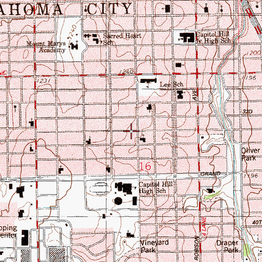 Topographic Map of Walker Avenue Bapitst Church, OK