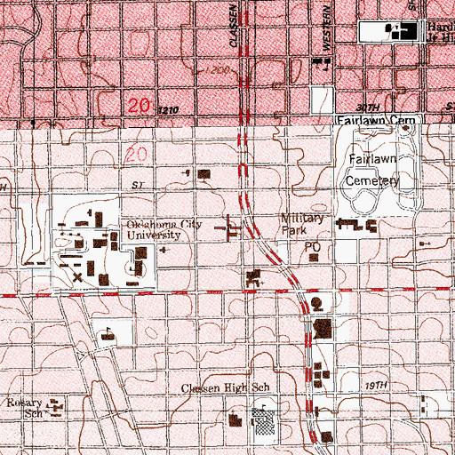 Topographic Map of Wesley United Methodist Church, OK