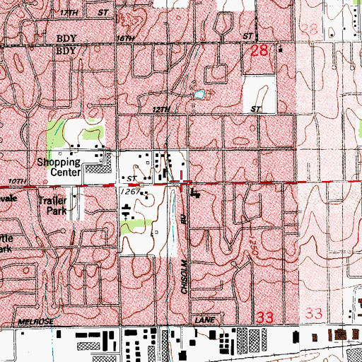 Topographic Map of West Tenth Street Baptist Church, OK